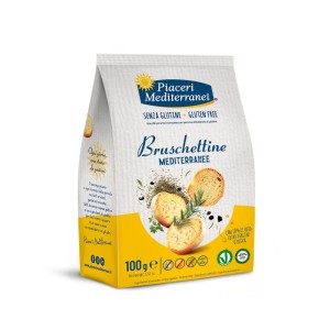 Bruschettine Mediterranee Piaceri Mediterranei Snack Croccante Senza Glutine con Olio EVO, Origano e Rosmarino