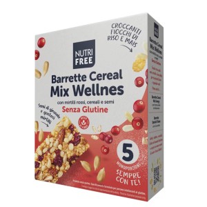 Barrette Cereal Mix Wellness Nutrifree Barrette Senza Glutine con Cereali, Semi e Mirtilli Rossi