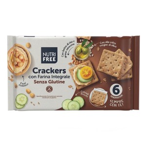 Crackers con Farina Integrale Nutrifree 200 g Senza Glutine, Ricchi di Fibre